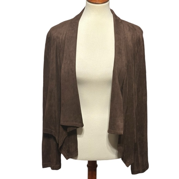 Skies Are Blue Jackets & Blazers - NWT Skies Are Blue Posy Faux Suede Open Drape Jacket Medium Brown